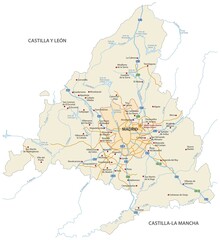 Obraz premium Street map of the Community of Madrid, Spain, Europe