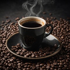 Fototapeta premium Describe the taste of a strong black coffee.