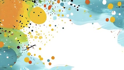 Abstract illustration of a Easter card with delicate colorful hand-drawn illustrations, empty space for text, AI generated