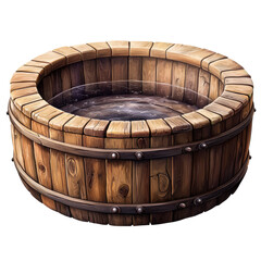 wooden hot tub isolated on a white background