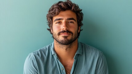 Obraz premium A nomad man with a friendly smile looks at the camera s