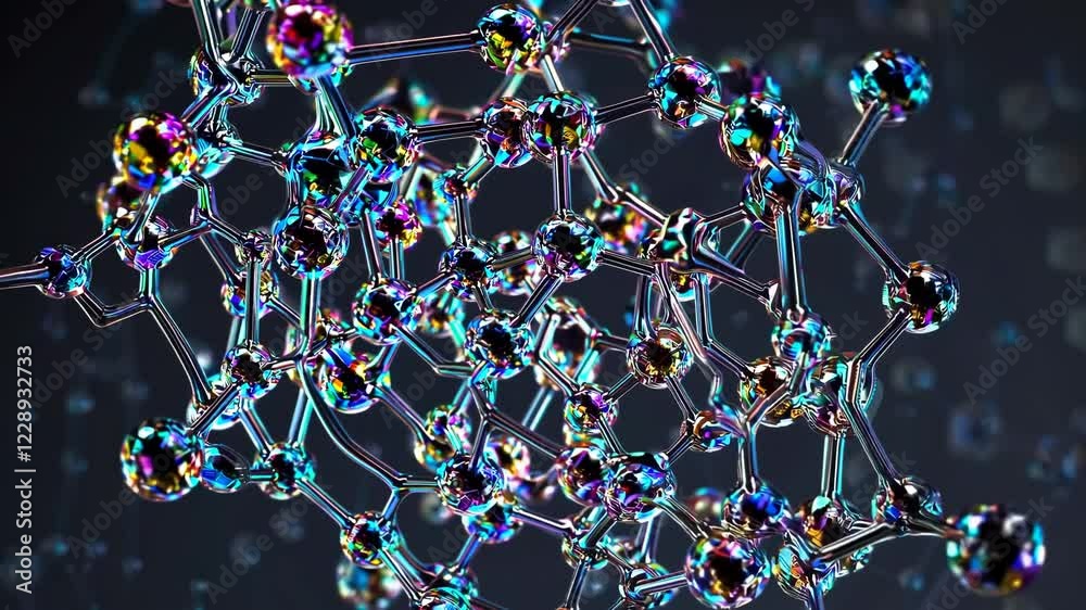 Poster a molecular-level time-lapse showing nanoscale components assembling into a high-strength material, 