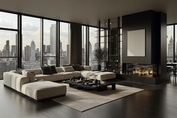 Modern Luxury Apartment Living Room City View