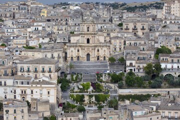 Obraz premium Historic centre with Duomo di San Giorgio, Modica, Sicily, Italy, Europe