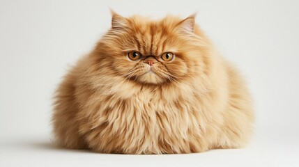 Fluffy Orange Persian Cat Staring at Camera