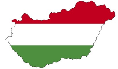 Hungary, flag, outline, Europe