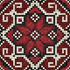 Fototapeta premium Mosaic tiles background, seamless vector pattern