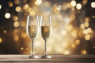 Two glasses of champagne. KI generiert, generiert, AI generated