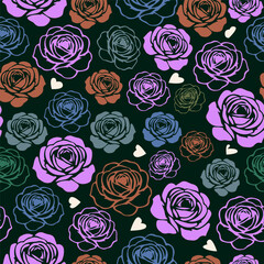 Flowers Roses Vector Pattern Background. Simple Flowers Rose Seamless Pattern. Botanical Pattern Background for Fabric, Textile, Surface Design.