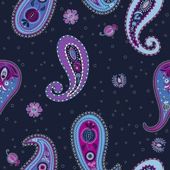Small floral paisley vector pattern
