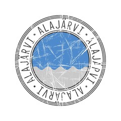 Alajarvi city, Finland. Grunge postal rubber stamp over white background