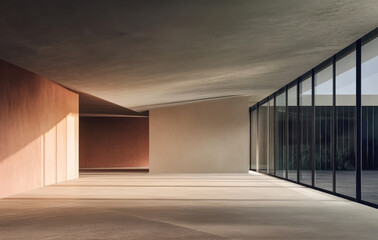 Modern architectural interior with natural light and open space design concepts