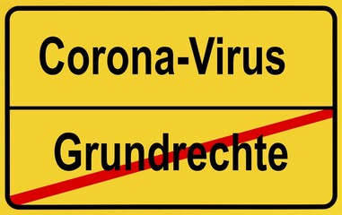 Symbol picture, place name sign, Basic rights, Coronavirus, Sars-CoV-2, Covid-19, Germany, Europe
