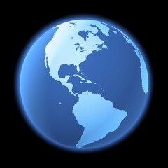 Blue globe, North and South America, 3D Illustration
