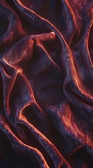A luxurious maroon velvet fabric laid out in folds, with soft, glowing light enhancing the texture.