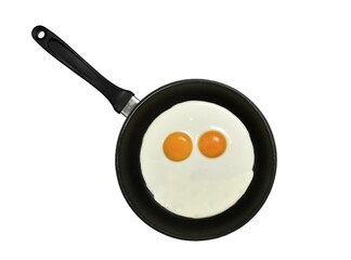 Fried eggs in a pan, face with eyes