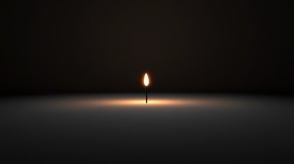 Fototapeta premium Focused image of a lit matchstick, its flame radiating warmth on a stark white background.