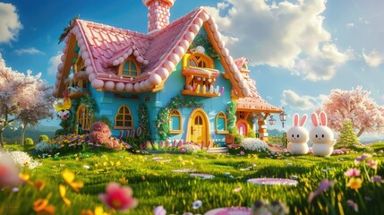 Obraz premium A cute house made of candy