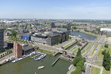 From Euromast, Skyline, Delfshaven, Rotterdam, Zuid-Holland, Netherlands