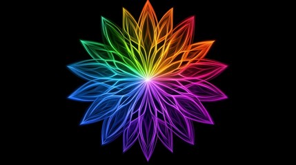 Obraz premium Colorful Flower Design with Rainbow Petals on Black Background