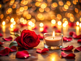 red rose and candle
