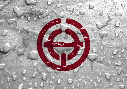 Flag of Sayama with rain drops