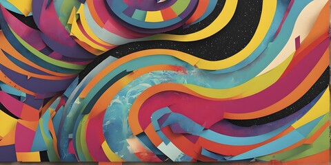 Pop art styled music album illustration featuring abstract crayon patterns and erratic lines in random shapes, AI generated