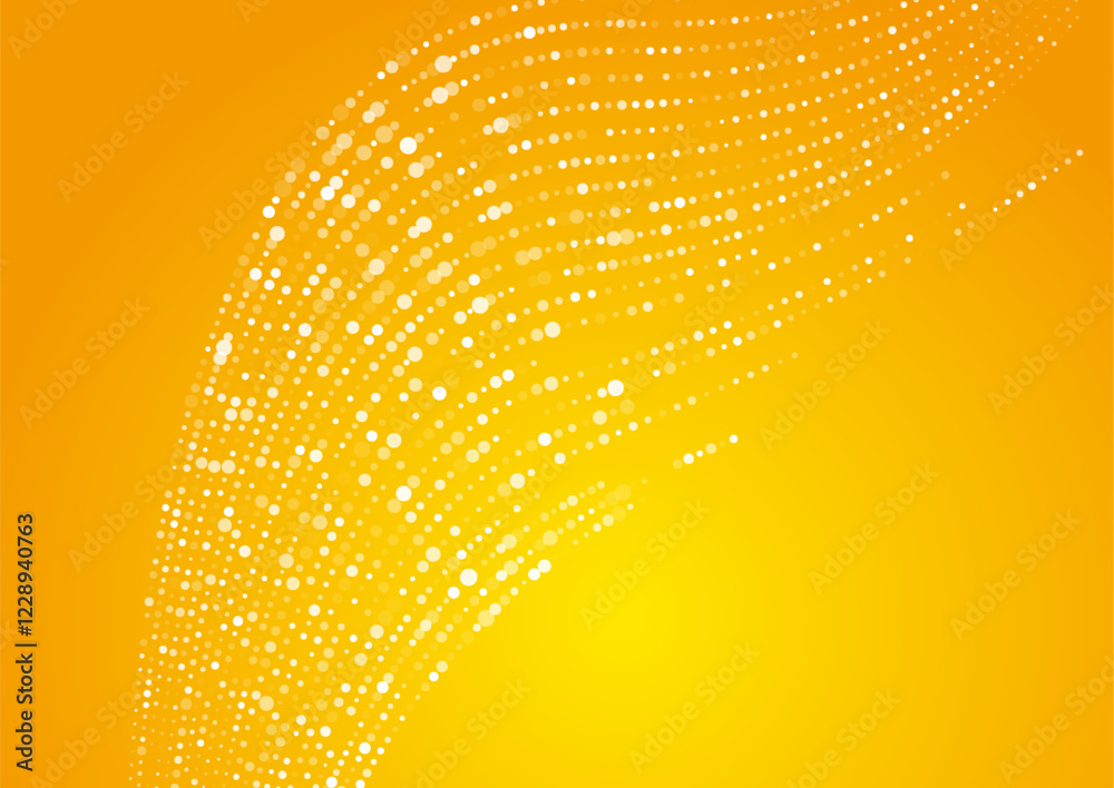 Poster bright yellow orange minimal dotted wavy lines abstract background. halftone concept vector design
