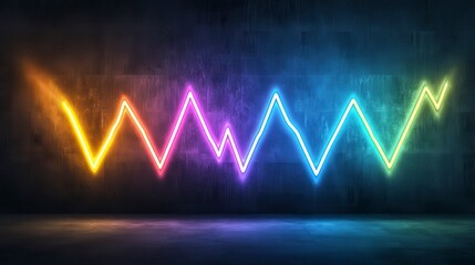 Colorful Neon Light Wave on Dark Background for Dynamic Effects