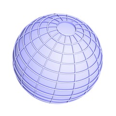 Stylised mauve globe, longitudinal and latitudinal lines, 3-D illustration