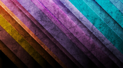 Colorful grunge smooth stripes abstract geometric background. Vector tech retro design