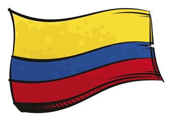 Naklejka premium Republic of Colombia national flag created in graffiti paint style