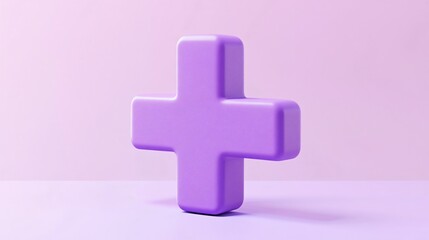 Obraz premium 3D Purple Plus Icon on White Background