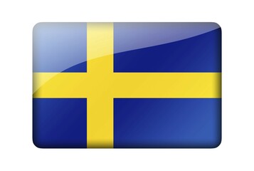 The Swedish flag. Rectangular glossy icon. Isolated on white background