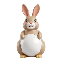 Cartoonish Pregnant Rabbit Sitting Cheerfully