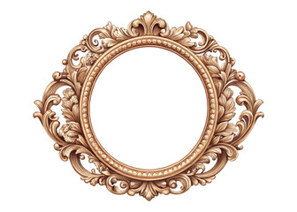 oval vintage gold picture frame png border design decoration pattern style. Thai art golden metal beautiful.