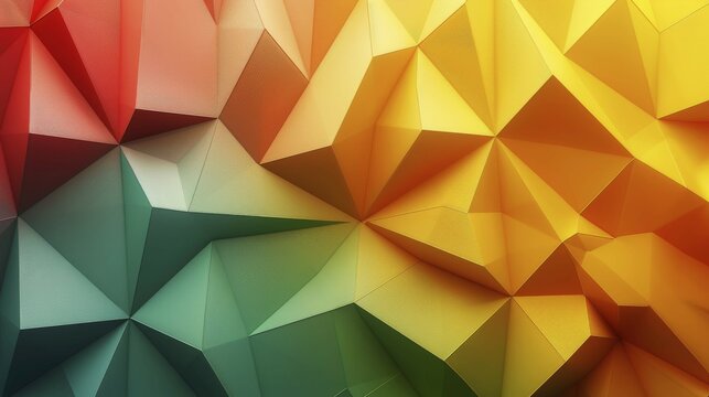 Abstract geometric pattern with colorful polygons transitioning from red to green through orange and yellow, AI generated