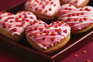 Heart shaped valentine pastries with sugar sprinkles. KI generiert, generiert AI generated