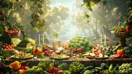 Conceptual artwork evoking ideas of connection and community through food