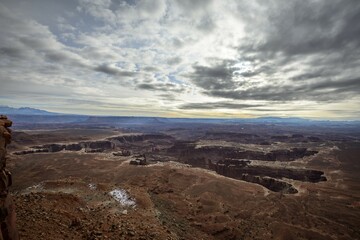 View of erosion landscape from Grand View Point Overlook, rock formations, Monument Basin, White Rim, Island in the Sky, Canyonlands National Park, Utah, USA, North America