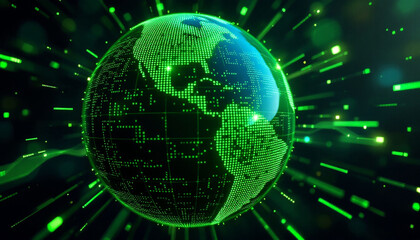 Obraz premium Digital Earth: A Global Network of Green Innovation