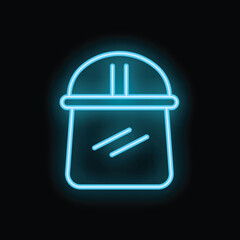 Blue neon sign of a vintage vocal microphone on a black background, ideal for music or entertainment concepts