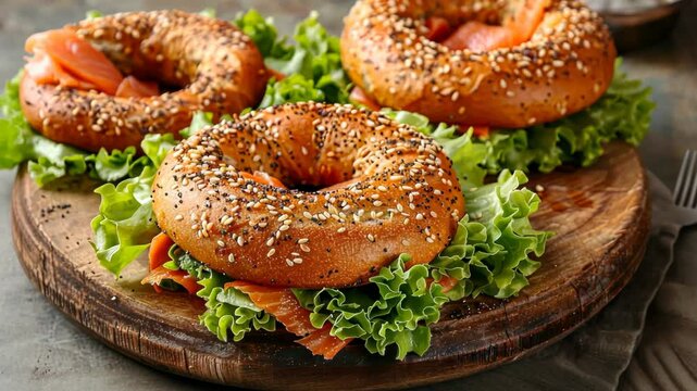 Bagel Sandwich with Lettuce and Tomatoes
