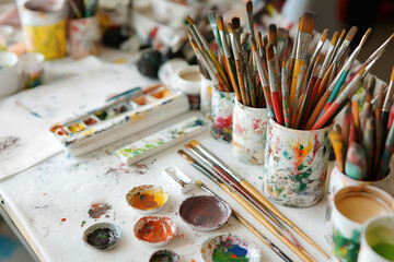 Creativity Artistic scenes of drawingand crafting. 