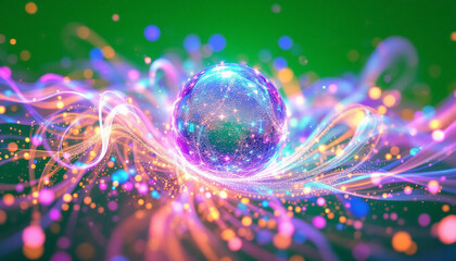 Abstract Sphere in a vibrant cosmic landscape