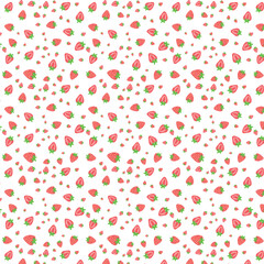 Seamless pattern with strawberries on a white background. Vector illustration.