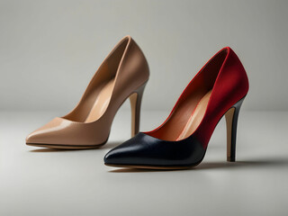 Elegant Stilettos: High-Heeled Women's Shoes Isolated on White Background