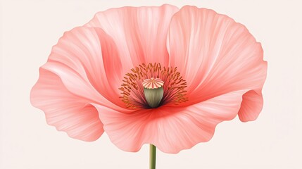 Exquisite Pink Poppy Flower with Intricate Petals and Stamen Details