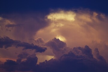 Cumulonimbus clouds in the evening, rainy season, Kalahari Desert, Kgalagadi Transfrontier Park, South Africa, Africa
