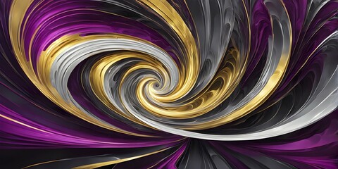 Fototapeta premium Abstract Illustration of energetic and dynamic swirl of gold, silver, and deep magenta hues, representing the passing of time and the burst of excitement associated with New Year's Eve, AI generated